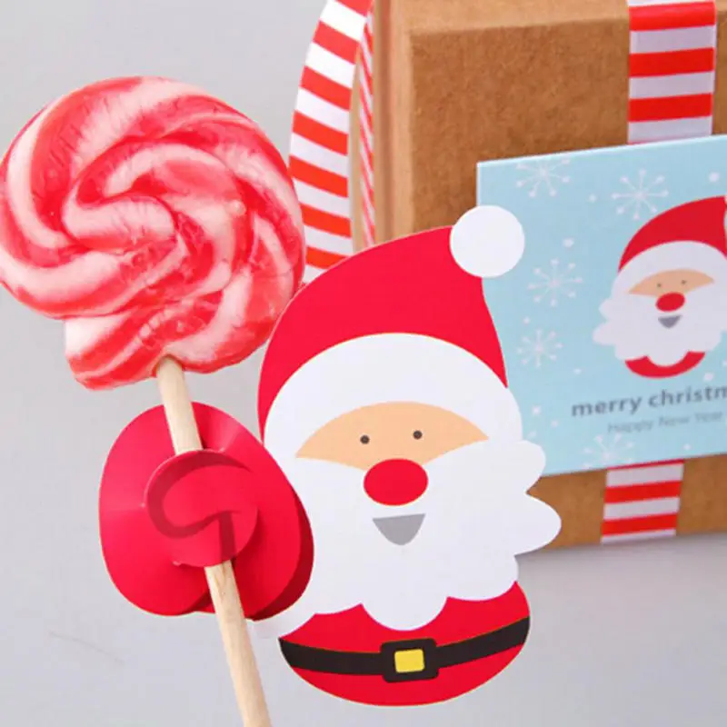 25 шт./компл. прекрасный Лось леденец на палочке Xmas Бумага держатель фестиваль Рождественский подарок для детей, год игрушка новизны
