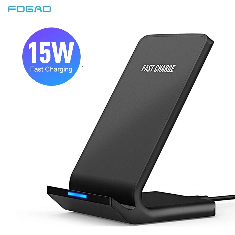 Беспроводное зарядное устройство FDGAO Qi 15 Вт для iPhone X 8 XR XS 11 Pro Samsung S10