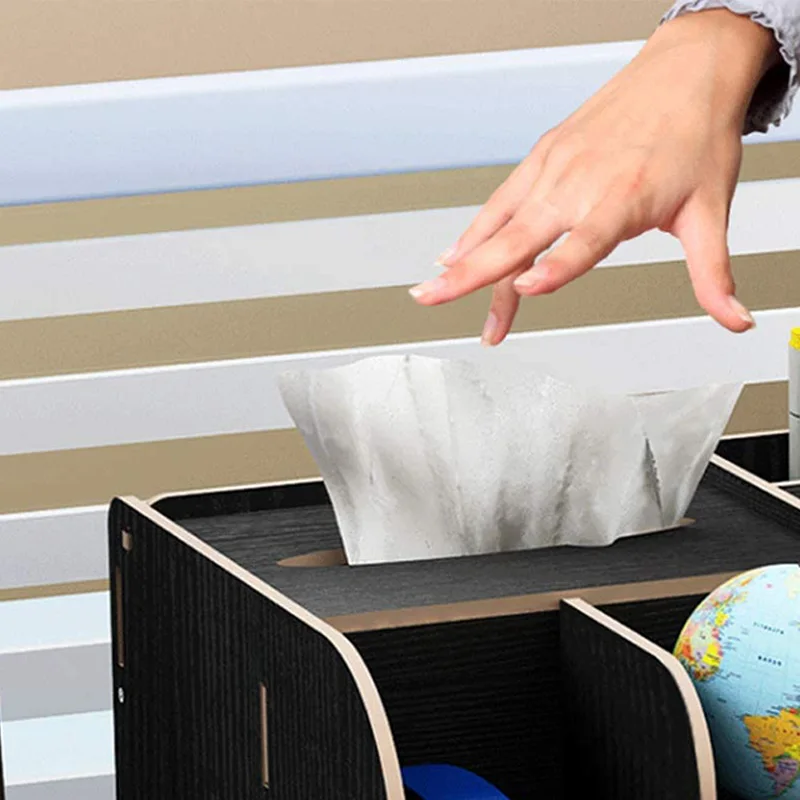 Настольный органайзер деревянный с выдвижным ящиком держатель для карандашей