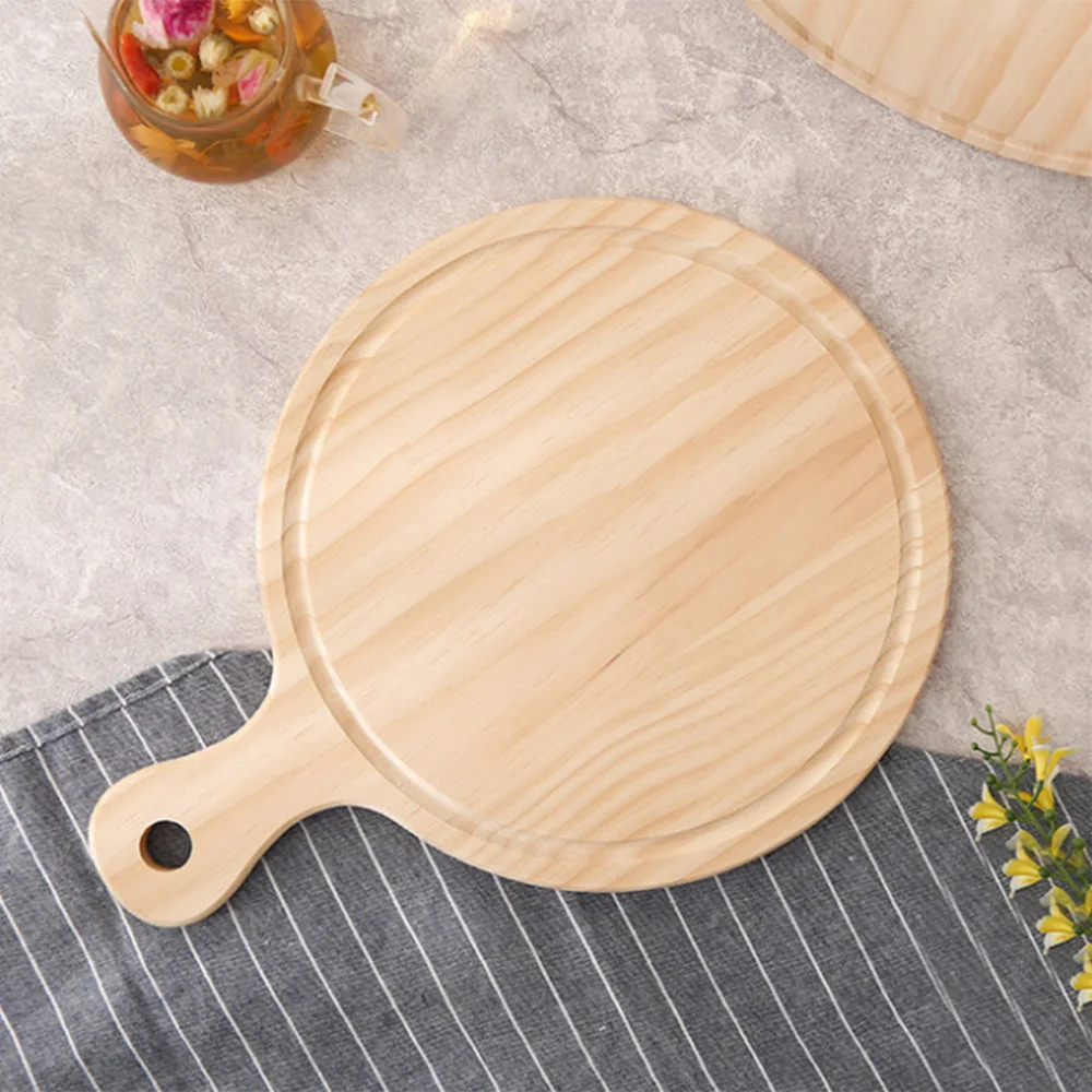 Деревянная доска для пиццы круглая с ручным лотком Для Выпечки Пиццы разделочная