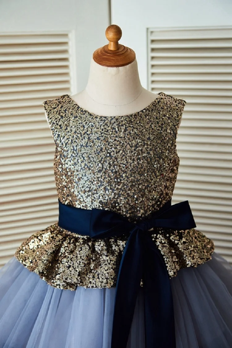 Бальное многоуровневый наряд платье с цветочным узором для девочек блестящее