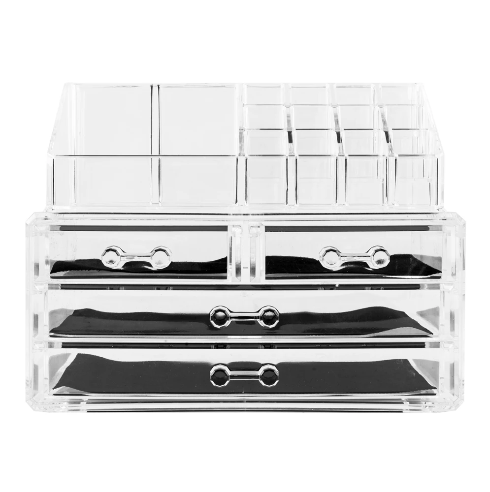 

Makeup Storage Portable Aluminum Box with Keys White