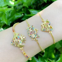 lovely colorful zircon catheartcrown wings with mom letter pendant creative charm bracelet for women jewelry mothers day gift
