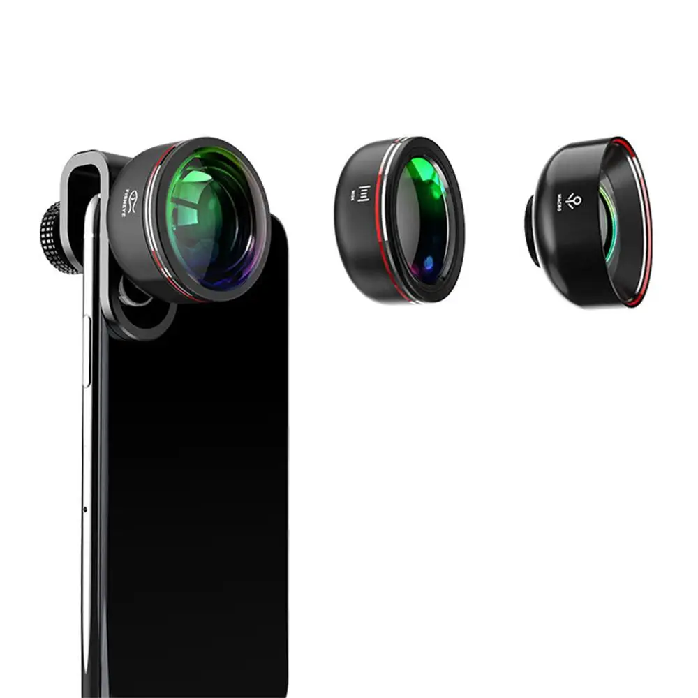 

Mobile Camera Lens Kit 0.6HD Wide Angle Full-screen Fisheye 10xMacro Phone Lenses Pro Fast Switching Lens for Smartphone-3in1