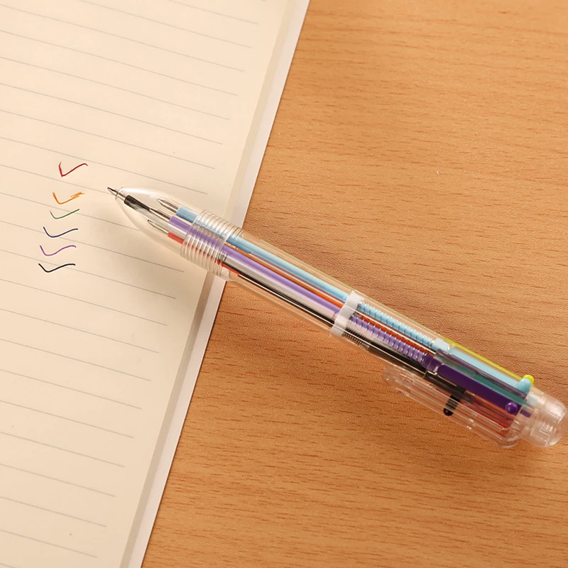 

W3JD 6 Colors in 1 Ball Pens Multicolor Ballpoint Pen Students Office Stationery
