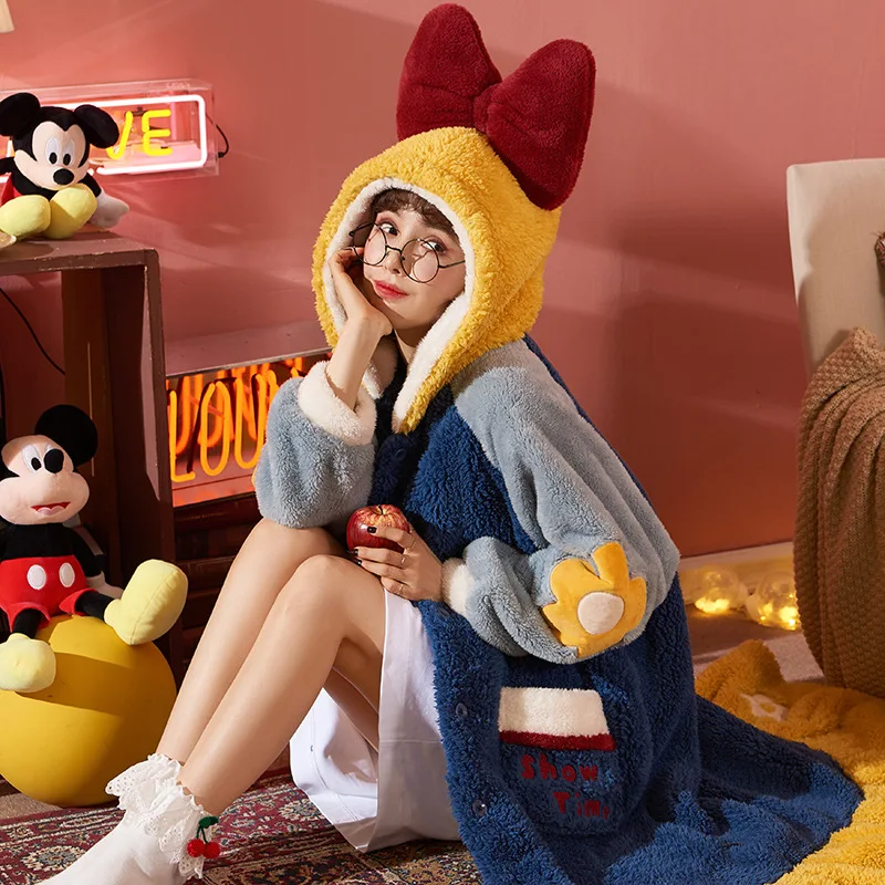 

Winter pajamas women fleece korea set women sleepwear warm pink velvet flannel pajamas family warm bathrobe pajamas fleece woman