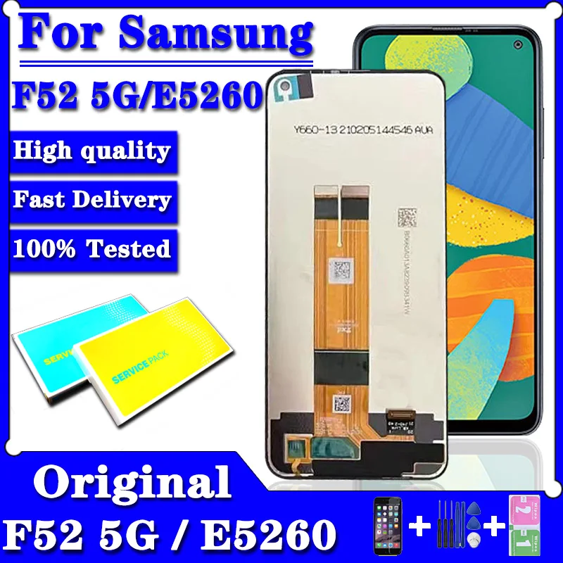 

6,6 ''оригинальный для Samsung Galaxy F52 5G ЖК-дисплей с сенсорной панелью, дигитайзер, сборная Замена для Samsung E5260 LCD