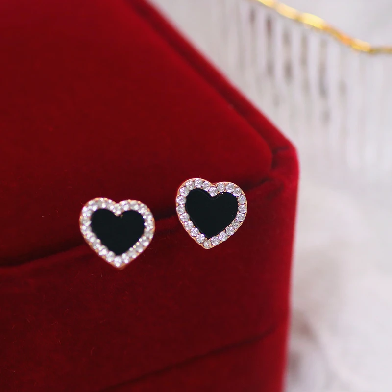 

Fashion Shiny Crystal Geometric Round Stud Earrings for Women Sweet Cute Small Love Earring for Girls Kids Jewelry Gifts