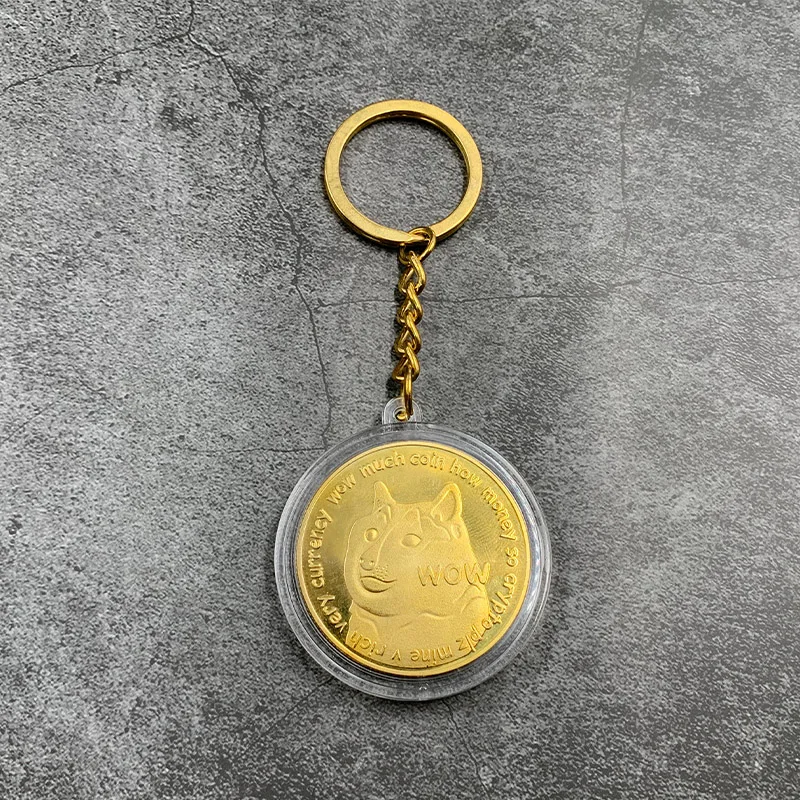 Doge Памятная коллекция монет Dogecoin металлический брелок удобная подвеска на