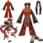 Женский костюм для косплея Genshin Impact Hutao, униформа Ху Тао в китайском стиле, костюмы на Хэллоуин и вечеринку с шляпой, бесплатная доставка