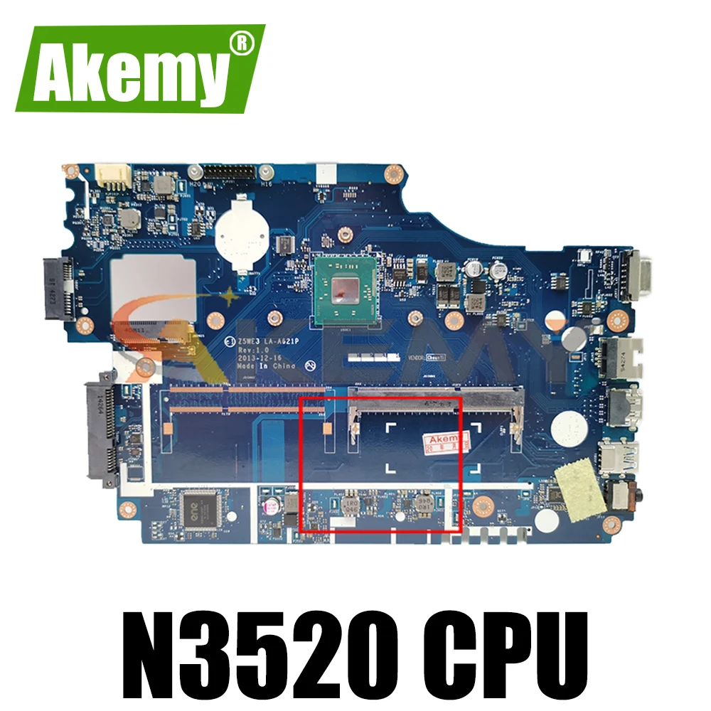 

AKEMY NBY4711002 NB.Y4711.002 Main board For Acer aspire E1-510 E1-510-2500 Laptop Motherboard Z5WE3 LA-A621P N3520 CPU DDR3