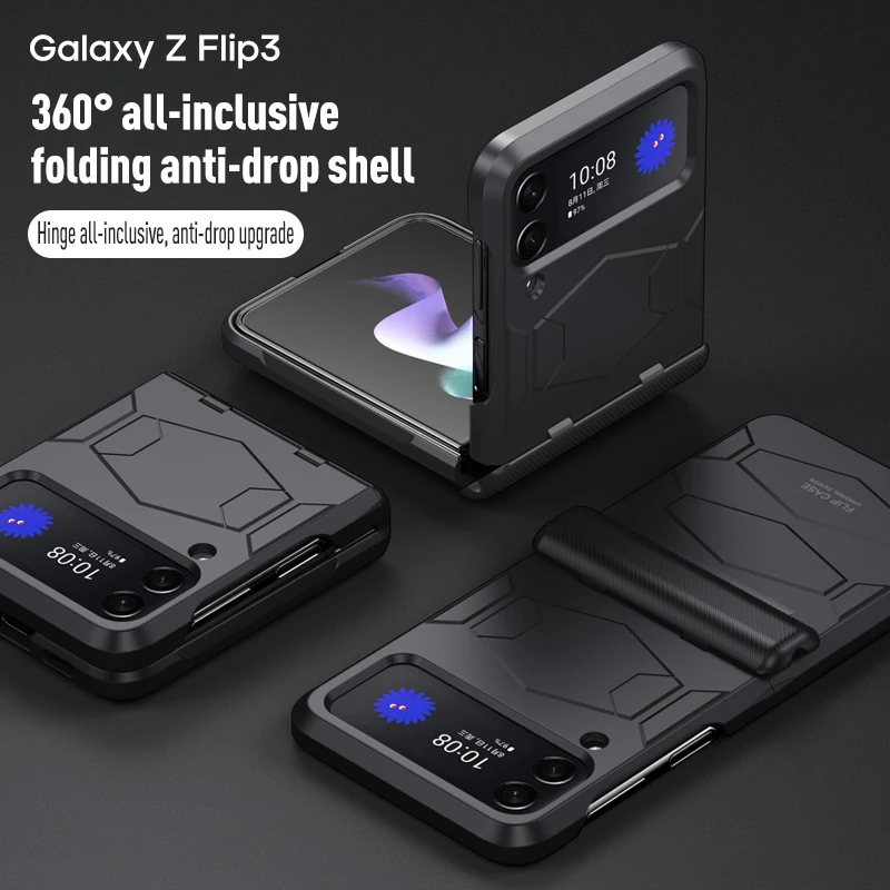 For Samsung Galaxy Z Flip 3 Case Hinge Full Protection Armor Shockproof Phone Cover for Galaxy Z Flip3 5G Zflip3 Skin Feel Funda