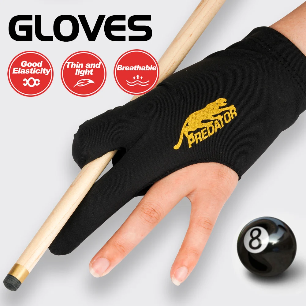 

PREDATOR Billiard Pool Gloves 10pcs Left Hand Lycra Fabric Black Professional Good Elastic Snooker Gloves Billiard Accessories