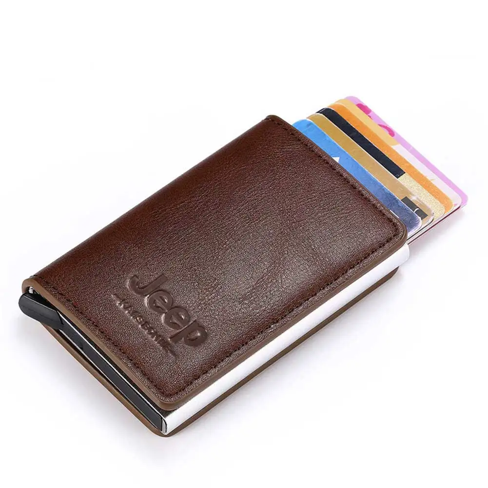 2021 New Credit Card Holder Rfid Leather Vintage Card Holder Men And Women Mini wallet Aluminum Antimagnetic Purse Card Slim Bag images - 6