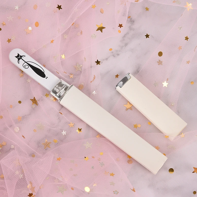 

2pcs/set Cat Nail Files Crystal Glass Nail File With Faux Black & White Plated Plastic Hard Case Nail Tools