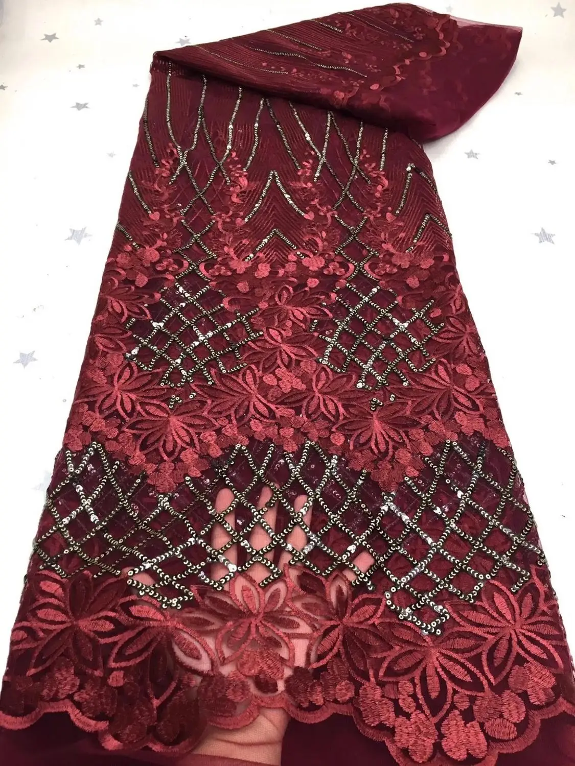 

Пайетками модная Кружевная Ткань 5 ярдов новый французской роскоши в нигерийском стиле для свадьбы или торжественного случая производител...