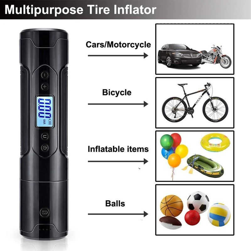 Comprar Compresor De Aire Portátil Para Coche Y Bicicleta, Inflador De Neumáticos, Mini Bomba De Aire Eléctrica Inalámbrica De Coche Recargable, 150PSI, 12V