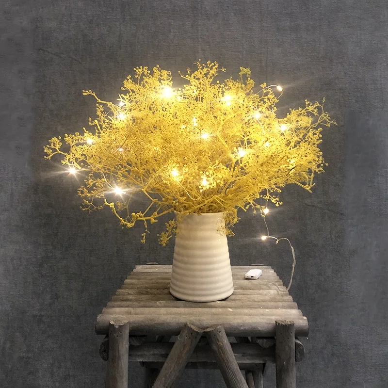 Искусственный цветок гипфиила с вазой светильник светящийся babysvish Букет DIY