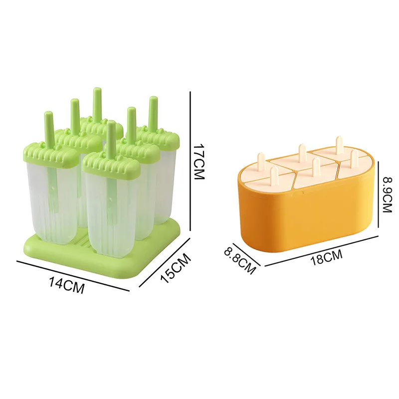 

Kitchen Frozen Ice Cube Molds High quality Reusable Popsicle Maker DIY Ice Cream Tools Kitchen 6 Cell Lolly Mould Tray Bar Tools