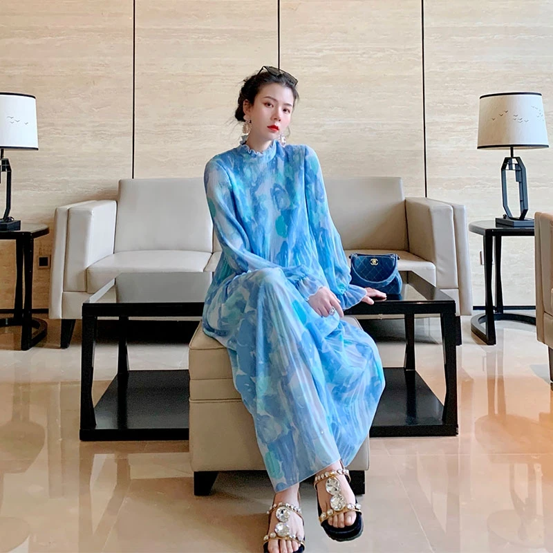 Лидер продаж модное платье миаке со складками и оборками на воротнике свободное