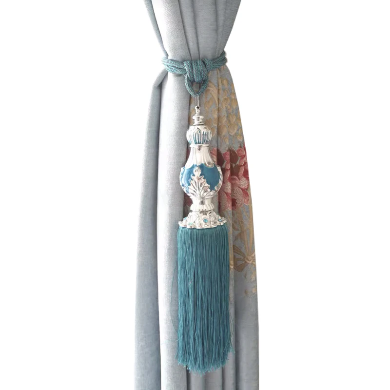 

European-Style Curtain Buckle Tied Rope Strap Hanging Ball Creative Tassel Pair of Simple Modern Tie Strap Hook Flower