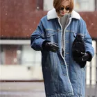 2022 Женская куртка, женская теплая толстая зимняя джинсовая куртка с длинным рукавом, длинное джинсовое пальто, верхняя одежда, Женская куртка, пальто, куртка