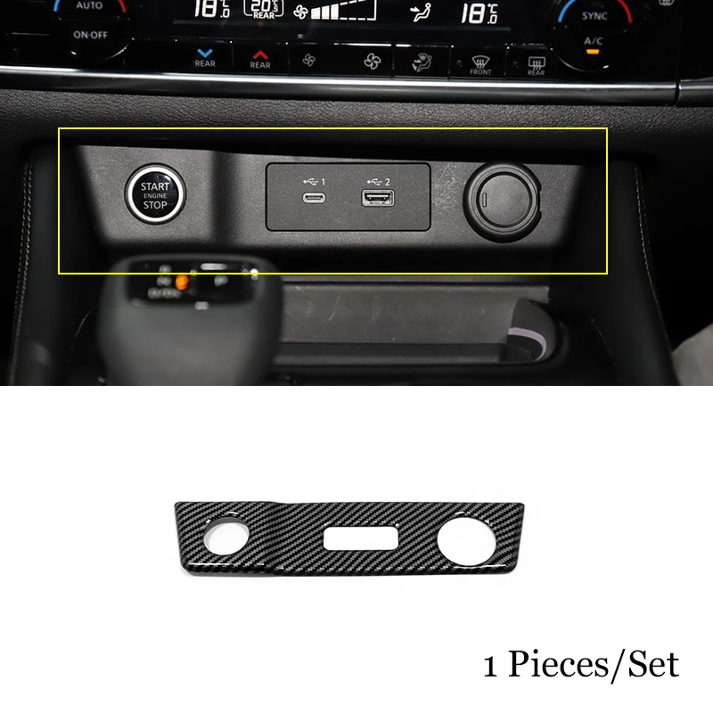 

For Nissan Rogue X-Trail T33 2021 2022 ABS Carbon fiber Car Cigarettes Lighter Panel Frame Trim Cover USB Cover Sticker Styling