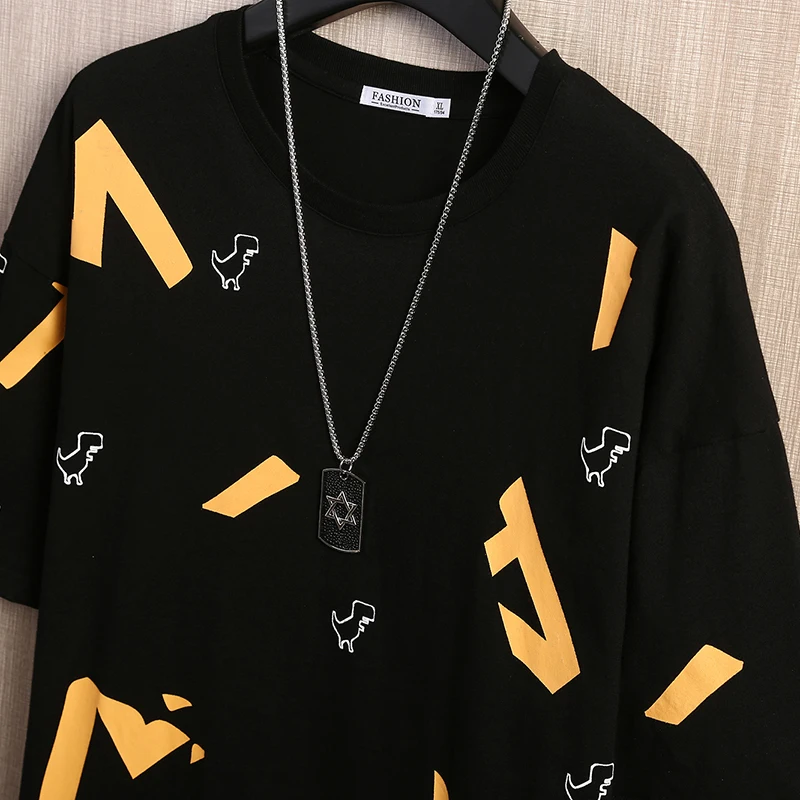 

2021 New Mens T-shirts Pure Cotton Casual Fashion Printing Men Tops Shirts Fashion Streetwear Round Neck Short Sleeve Male Tees