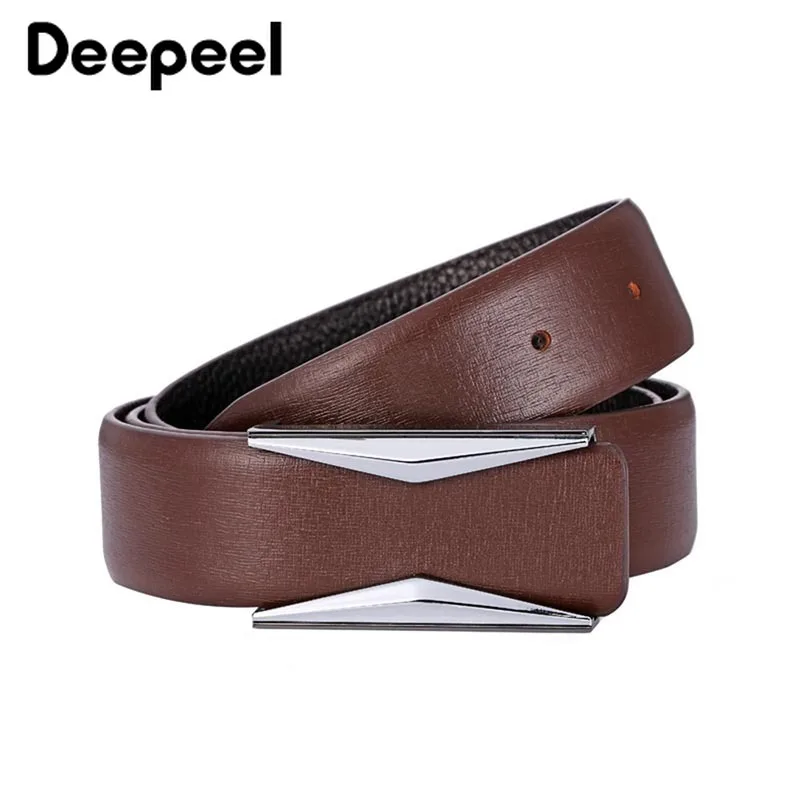 Deepeel 1 шт. 3,4 см* 105-125 см мужской ремень из натуральной кожи официальный костюм брюки гладкая пряжка для ремня металлический Starp подарок для мужчин ремни