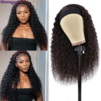 water wave headband wig 100 remy human hair wigs for women 8 30inch brazilian hair scarf wig glueless curly human hair wigs
