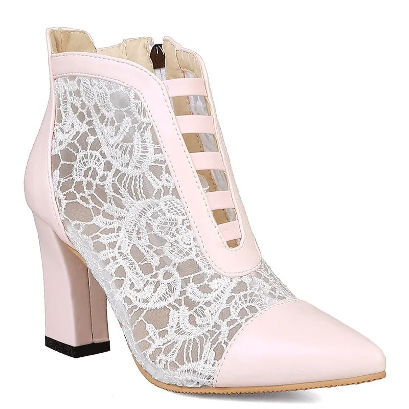 Женские ажурные ботинки на Высоком толстом каблуке элегантные модельные для
