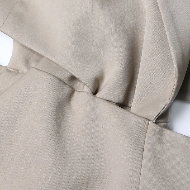 

XITAO Spring New Dress Sexy Hollow Out Reveal Waist Trendy Personality Women Notched Fashion Temperament All-match DZL2700