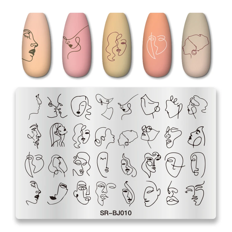 Женские трафареты из нержавеющей стали для стемпинга ногтей С Простыми линиями |