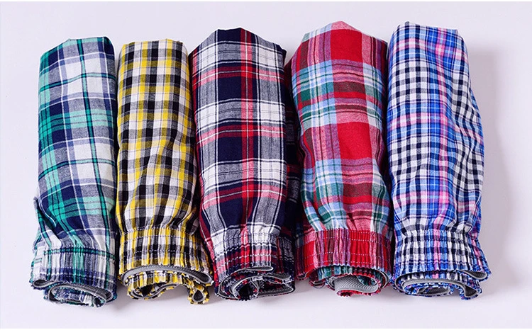 

High Quality 4-Pcs Loose Breathable Men's Boxer Shorts Woven Cotton 100% Classic Plaid Combed Male Underpant