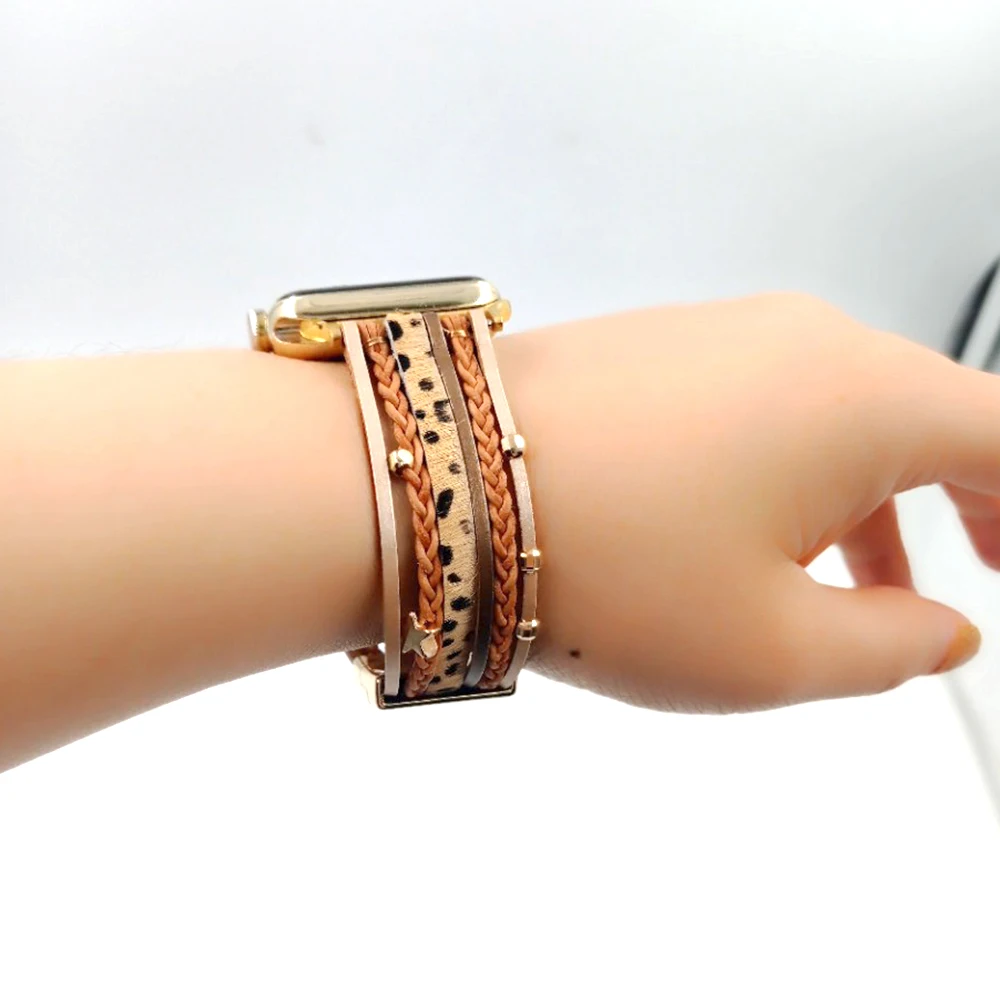 

Etsy Handmade Chain Leopard Bracelet Belt For Apple Watch Band 38mm 40mm 42mm 44mm iWatch Strap Series 2 3 4 5 6 SE Watchband