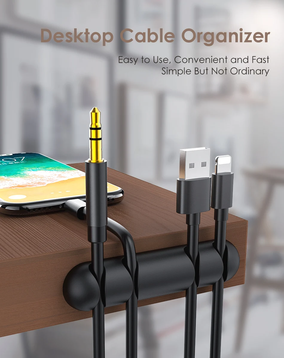 ACCEZZ 4 отверстия USB Кабельный органайзер Winder управление зажимы офис Настольный Телефон держатель для наушников Мышь Клавиатура провода Шнур Winder