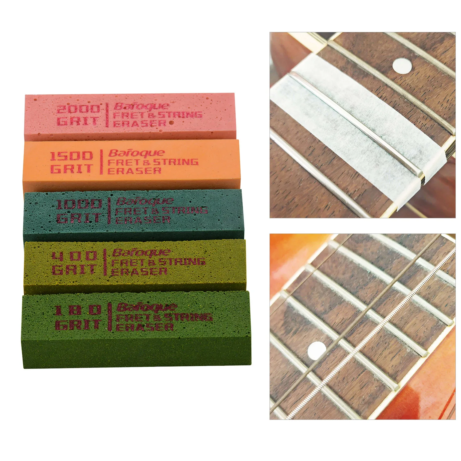 

Guitar Fret Polishing Erasers Abraisive Rubber for Fret Wire 180 & 400 & 1000 & 1500 & 2000 Grit for Guitar Maintain Tool Kit