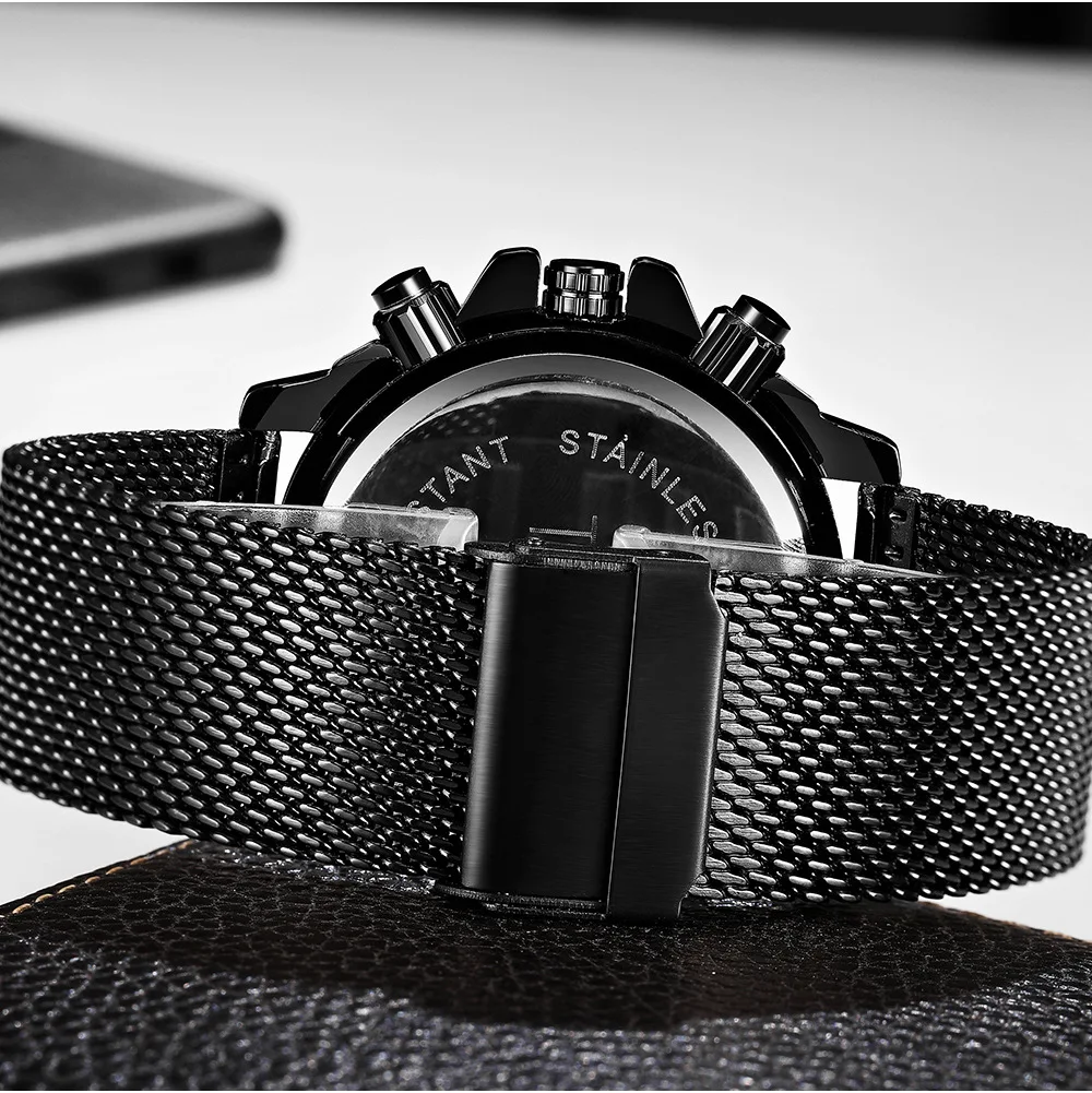 

Temeite Male Watch Big Dial Business Watch Waterproof Quartz Men's Watches Auto Date Military Male Black Clock s