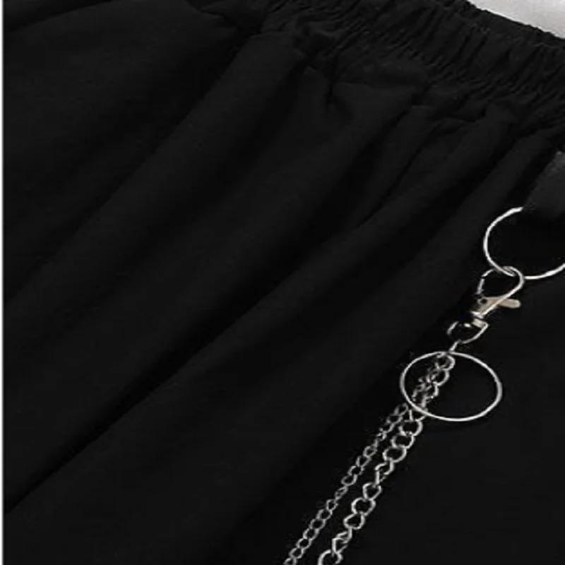 

women Punk Cargo Pants Women Gothic Chain Pants Black Hippie Joggers Techwear Loose Trousers Women Two Peice High Waist Pants