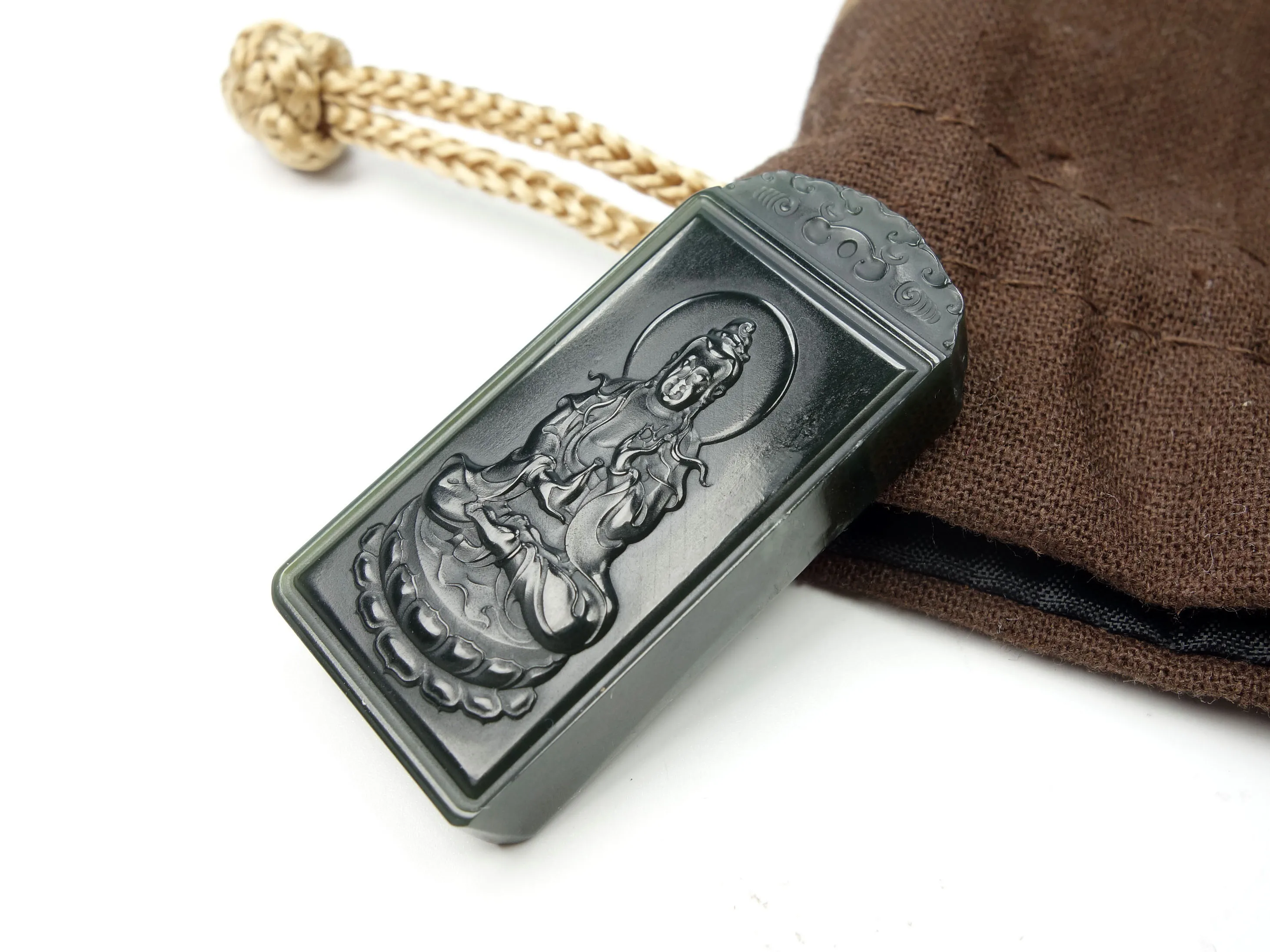 Натуральный зеленый ручной резной нефрит из области Хэтянь Майтрея камень кулон