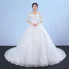 Свадебное платье с коротким рукавом и большим шлейфом; Коллекция 2022 года; Цветочная кружевная вышивка бабочки с открытыми плечами; Свадебные платья принцессы; Vestidos De Novia