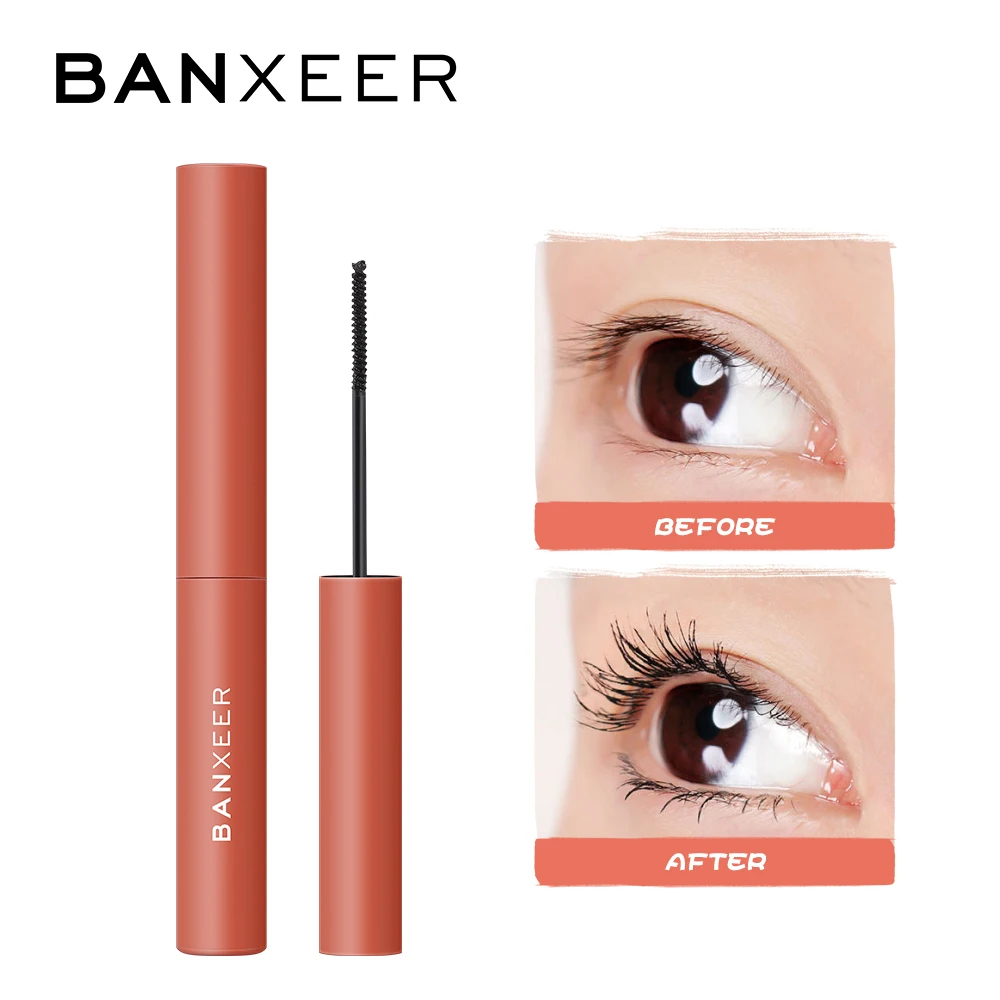 

BANXEER Mascara 4D Curl Thick Lengthening Eyelash Mascara Waterproof Non-Smudge Brown Natural Curling Fine Brush Mascara
