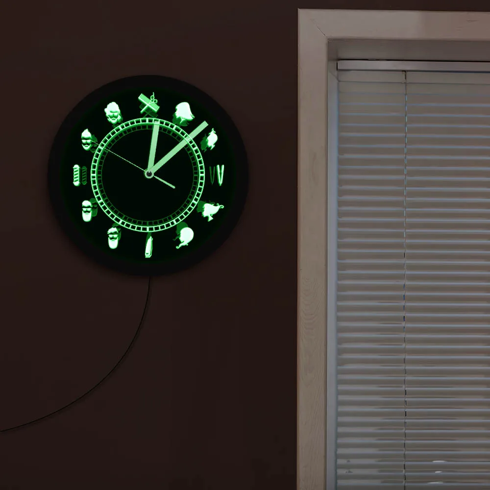Hairdresser Beauty Salon Illuminated Wall Clock Barber Shop Vintage Design Atmosphere Lighted LED Backlight Business Sign | Дом и сад