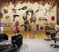 beibehang salon hair salon beauty salon hairdressing shop nostalgic retro makeup background wall custom large fresco wallpaper