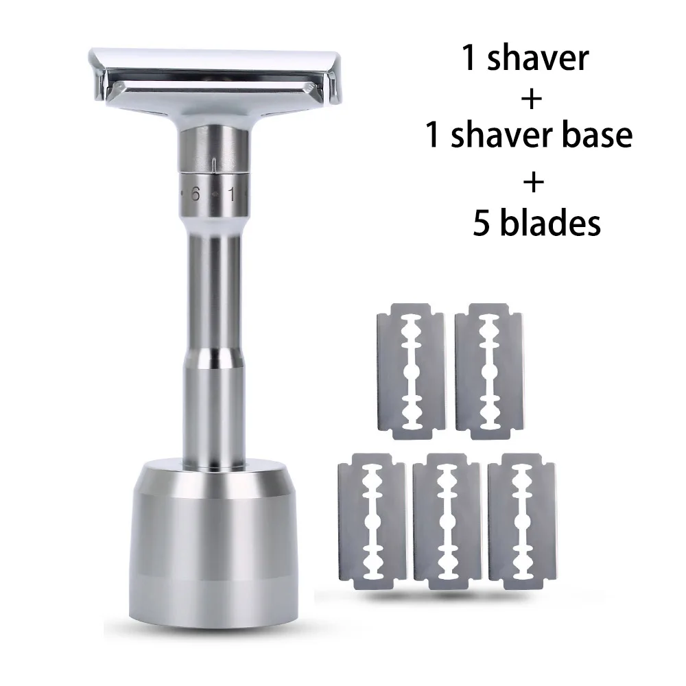 1shaver1base5blades Безопасная бритва для мужчин, парикмахерские прямые бритвы, мужские бритвенные лезвия для бритья лица, бритвенный станок с основанием, Сменные бритвенные лезвия - Цвет: 1shaver1base5blades