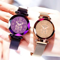 foreign trade fashion diamond bear stainless steel milan strap watch korean casual watch for women relojes para mujer