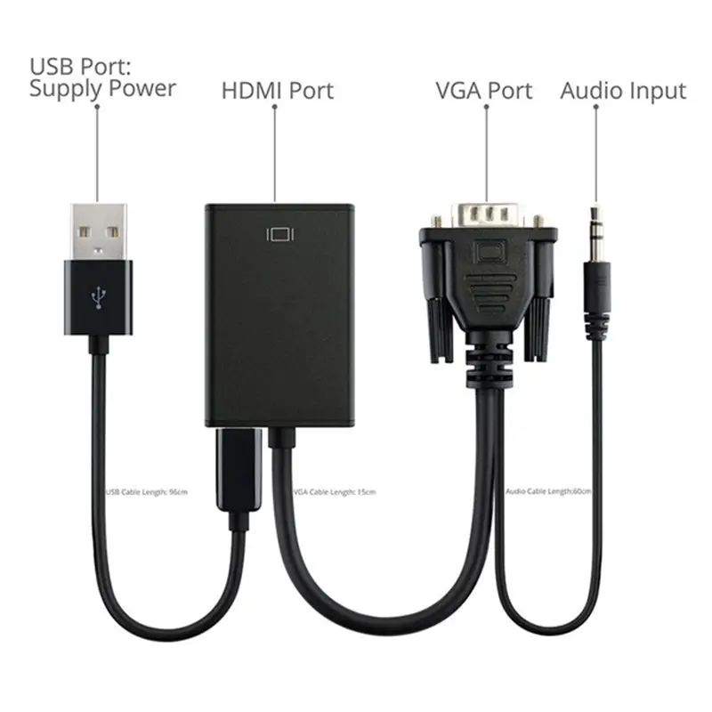 Преобразователь из VGA в HDMI питаемые через USB порт 1080P к Преобразование |