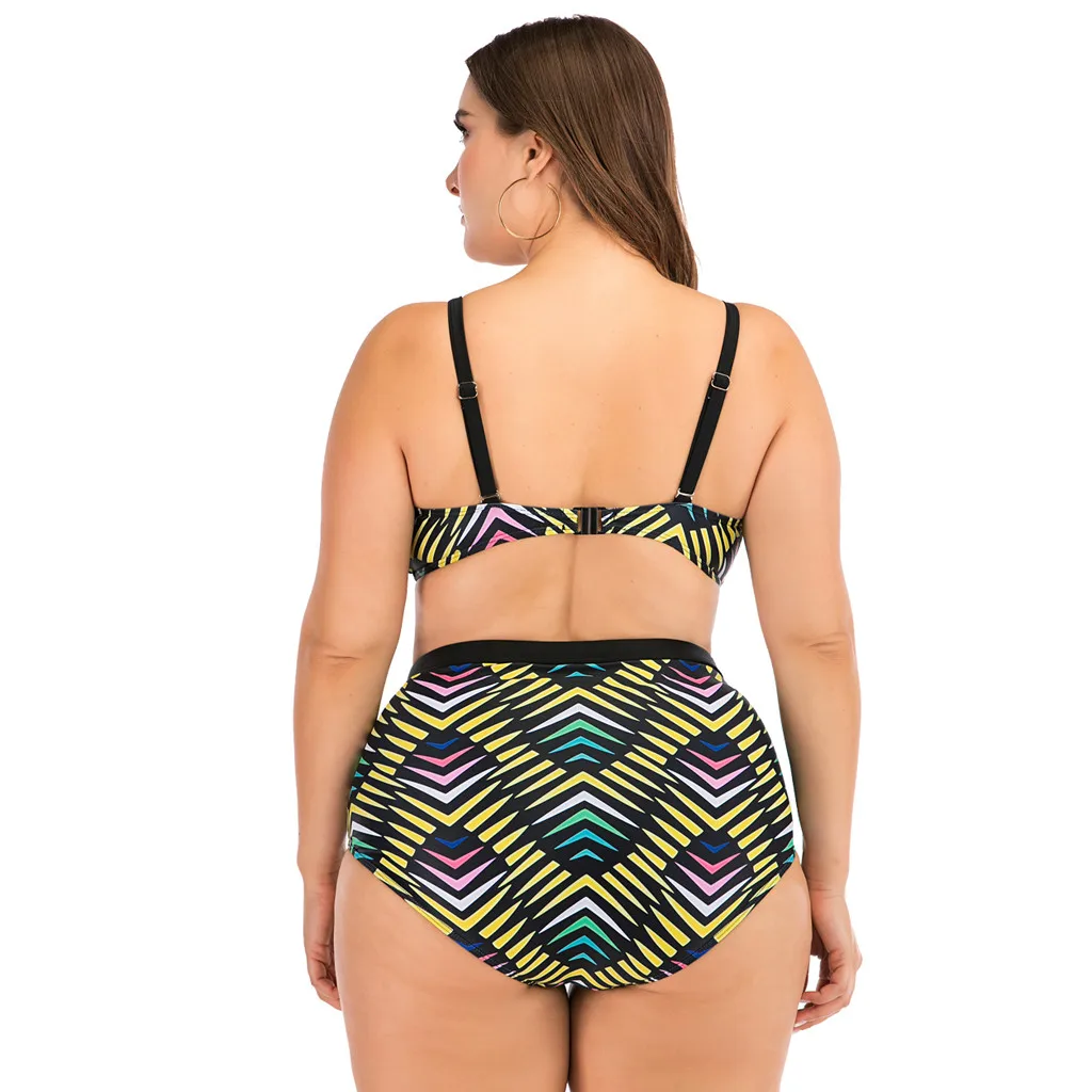 2020 танкини женский купальник размером 4XL Раздельный с принтом бикини завышенной