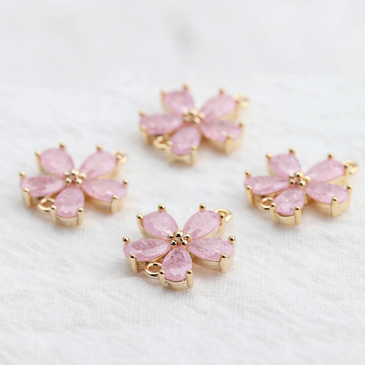 GUFEATHER M524, ювелирные аксессуары, 18k позолоченные, прыгающее кольцо, циркон кулон, форма цветка, diy серьги, изготовление ювелирных изделий, 6 шт./лот