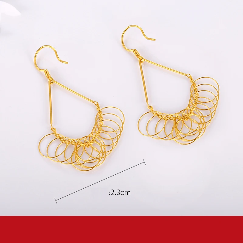 Серьги из чистого золота 24 К серьги настоящего 999 пробы красивые с полыми